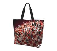 ZHAOUR Bolsa de hombro con estampado de conejo de Pascua - Bolsa grande reutilizable para mujer, bolsa de almacenamiento, ligera para la vida diaria y viajes, Ajedrez internacional, Talla única