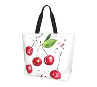 ZHAOUR Bolsa de hombro con estampado de huellas de perro, bolsa grande reutilizable para mujer, bolsa de almacenamiento, ligera para la vida diaria y viajes, Bonita cereza pequeña, Talla única