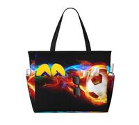 ZHAOUR Bolsa de viaje de playa con estampado de flor de cerezo de bambú de gran capacidad, ligera, perfecta para vacaciones, camping y uso diario, Fire Dragon Roll Soccer, Talla única