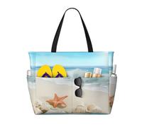 ZHAOUR Bolsa de viaje de playa con estampado de lobo galaxia de gran capacidad, ligera, perfecta para vacaciones, camping y uso diario, Estrella de mar de concha de, Talla única