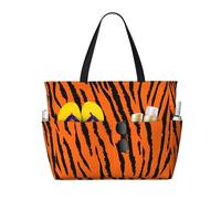 ZHAOUR Bolsa de viaje de playa con estampado de panda de gran capacidad, ligera, perfecta para vacaciones, camping y uso diario, Leopardo tigre naranja, Talla única
