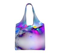 ZHAOUR Bolsas de lona con estampado de bandera estadounidense, bolsas grandes reutilizables para comestibles, bolsa de mano para mudanzas, compras, viajes y uso diario, Pintura de la aurora boreal