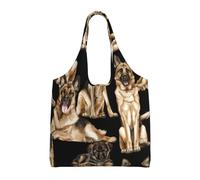 ZHAOUR Bolsas de lona con estampado de bomberos para niños y niñas, grandes bolsas reutilizables para comestibles, para mudanzas, compras, viajes y uso diario, pastor alemán, Talla única