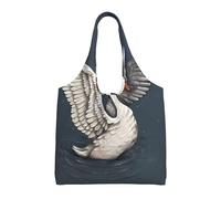 ZHAOUR Bolsas de lona con estampado de cebra, tigre y leopardo rosa, bolsas grandes reutilizables para comestibles, bolsa de mano para mudanzas, compras, viajes y uso diario, Hermoso cisne blanco