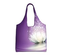 ZHAOUR Bolsas de lona con estampado de flores de loto, bolsas grandes reutilizables para comestibles, para mudanzas, compras, viajes y uso diario, Flor de loto morada, Talla única