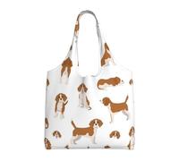 ZHAOUR Bolsas de lona con estampado de flores de loto, bolsas grandes reutilizables para comestibles, para mudanzas, compras, viajes y uso diario, Perro Beagle, Talla única