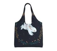 ZHAOUR Bolsas de lona con estampado de león africano y leona, bolsas grandes reutilizables para comestibles, para mudanzas, compras, viajes y uso diario, Bonito conejo blanco, Talla única