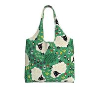 ZHAOUR Bolsas de lona con estampado de león africano y leona, bolsas grandes reutilizables para comestibles, para mudanzas, compras, viajes y uso diario, Linda oveja de dibujos animados, Talla única