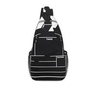 ZHAOUR Bolso cruzado en el pecho con estampado de mariposas blancas y doradas, mochila de viaje unisex, diagonal frontal para mochila de día y uso casual, Claqueta de película clásica, color negro