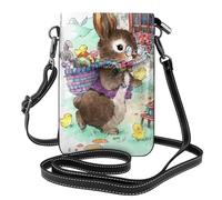 ZHAOUR Bolso pequeño para teléfono celular, diseño de universo con estrellas y galaxia, con estampado interestelar, espaciosa, cruzada, de cuero, ajustable, con correa para el hombro, Conejo de Pascua
