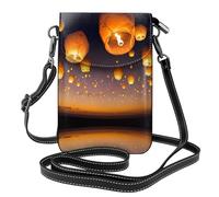 ZHAOUR Bolso pequeño para teléfono celular, diseño de universo con estrellas y galaxia, con estampado interestelar, espaciosa, cruzada, de cuero, ajustable, con correa para el hombro, Faroles
