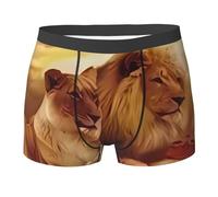 ZHAOUR Calzoncillos tipo bóxer para hombre, ropa interior elástica con estampado de león africano con cintura ancha para entrenamiento, correr, uso diario, Negro, M
