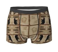 ZHAOUR Calzoncillos tipo bóxer para hombre, ropa interior elástica rústica con estampado de cabaña con cintura ancha para entrenamiento, correr, uso diario, Negro, S