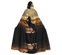 ZHAOUR Capa con capucha unisex para adultos, diseño de semental del atardecer (1) para Halloween, capa temática para cosplay, fiesta, carnaval