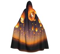 ZHAOUR Capa de disfraces con capucha de Halloween con estampado de linternas voladoras chinas, unisex, para adultos, carnaval, exposición de cómics, bata de cosplay