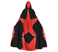 ZHAOUR Capa unisex con capucha de Halloween para adultos, con estampado completo de estrella de mar roja, capa de disfraz de cosplay, bata cómoda y duradera