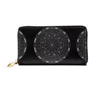ZHAOUR Cartera de cuero con estampado de conejo de Pascua, cartera larga para mujer, cartera plegable delgada y ligera, tarjetero, Espacio de constelación del zodiaco, One Size