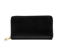 ZHAOUR Cartera de piel con estampado de galletas con chispas de chocolate, cartera larga para mujer, cartera plegable delgada y ligera, tarjetero, Negro sólido, One Size