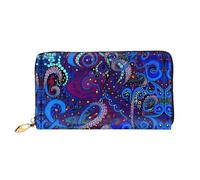ZHAOUR Cartera de piel con estampado de galletas con chispas de chocolate, cartera larga para mujer, cartera plegable delgada y ligera, tarjetero, Pulpo azul, One Size