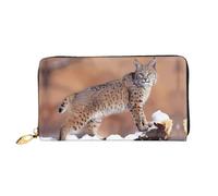 ZHAOUR Cartera de piel con estampado de galletas con chispas de chocolate, cartera larga para mujer, cartera plegable delgada y ligera, tarjetero, Canada Lynx, One Size