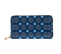 ZHAOUR Cartera de piel con estampado de galletas con chispas de chocolate, cartera larga para mujer, cartera plegable delgada y ligera, tarjetero, Balón de voleibol azul, One Size