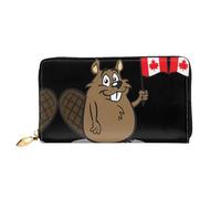ZHAOUR Cartera de piel con estampado de galletas con chispas de chocolate, cartera larga para mujer, cartera plegable delgada y ligera, tarjetero, Bonito castor, One Size