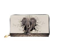 ZHAOUR Cartera de piel con estampado de galletas con chispas de chocolate, cartera larga para mujer, cartera plegable delgada y ligera, tarjetero, Elefante de pared rota, One Size
