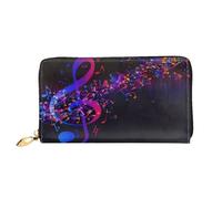 ZHAOUR Cartera de piel con estampado de galletas con chispas de chocolate, cartera larga para mujer, cartera plegable delgada y ligera, tarjetero, Colorida nota musical de galaxia, One Size