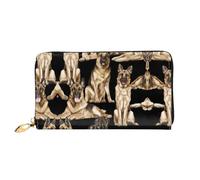ZHAOUR Cartera de piel con estampado de hipopótamo, cartera larga para mujer, cartera plegable delgada y ligera, tarjetero, pastor alemán, One Size