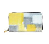 ZHAOUR Cartera de piel con estampado de tigre en la selva, cartera larga para mujer, cartera plegable delgada y ligera, tarjetero, Pintura artística abstracta gris y amarilla, One Size