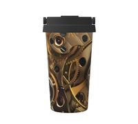 ZHAOUR Cool Steampunk Gears - Taza de café aislada con impresión de engranajes - Vaso de viaje de 500 ml con tapa abatible, taza de acero inoxidable de doble capa