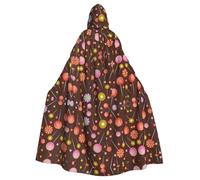 ZHAOUR Disfraz de capa con capucha de Halloween con patrón de piruletas de caramelo, capa unisex para adultos, para cosplay, fiesta, bruja, jedi, mago
