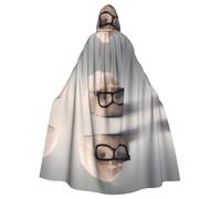 ZHAOUR Disfraz de conejillo de indias con gafas para Halloween, capa con capucha, unisex, para adultos, para cosplay, fiesta, bruja, jedi, mago