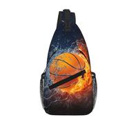 ZHAOUR Divertido bolso cruzado con estampado de delfín animal, mochila de viaje unisex, diagonal frontal para mochila de día y uso casual, Baloncesto en el fuego y salpicaduras de llama de agua