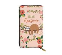 ZHAOUR Elegante cartera de cuero con estampado de baloncesto - Bolso plegable ligero, múltiples ranuras para tarjetas y bolsillo con cremallera para monedas, You Are Awesome Sloth, Talla única
