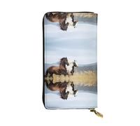 ZHAOUR Elegante cartera de cuero con estampado de caza volando salvaje, bolso plegable ligero, múltiples ranuras para tarjetas y bolsillo con cremallera para monedas, Arte corriendo de caballos, Talla
