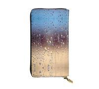 ZHAOUR Elegante cartera de cuero con estampado de estrella de mar roja: cartera plegable ligera, múltiples ranuras para tarjetas y bolsillo con cremallera para monedas, Gotas de lluvia en cristal