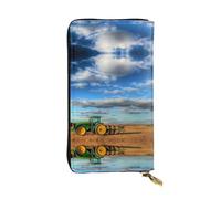 ZHAOUR Elegante cartera de cuero con estampado de flores de loto dorado, ligera, con múltiples ranuras para tarjetas y bolsillo con cremallera para monedas, Fantasy Farm Tractor, Talla única