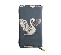ZHAOUR Elegante cartera de cuero con estampado de la bandera de Estados Unidos, ligera, plegable, múltiples ranuras para tarjetas y bolsillo con cremallera para monedas, Hermoso cisne blanco, Talla