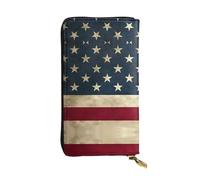 ZHAOUR Elegante cartera de cuero con estampado de la bandera de Estados Unidos, ligera, plegable, múltiples ranuras para tarjetas y bolsillo con cremallera para monedas, EE. UU. Bandera, Talla única