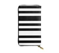 ZHAOUR Elegante cartera de cuero con estampado de la bandera de Estados Unidos, ligera, plegable, múltiples ranuras para tarjetas y bolsillo con cremallera para monedas, Rayas negras y blancas, Talla