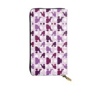 ZHAOUR Elegante cartera de cuero con estampado de la bandera de Estados Unidos, ligera, plegable, múltiples ranuras para tarjetas y bolsillo con cremallera para monedas, Caniche morado con lunares