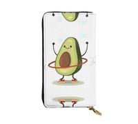 ZHAOUR Elegante cartera de cuero con estampado de oso marrón y oso blanco, cartera plegable ligera, múltiples ranuras para tarjetas y bolsillo con cremallera para monedas, Bonito aguacate (1), Talla