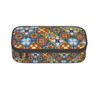 ZHAOUR Estuche con diseño de olas verdes oceánicas, organizador multiusos, tela Oxford duradera, múltiples compartimentos, Azulejo de cerámica mexicana, Talla única, Mochila escolar