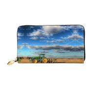 ZHAOUR Hermosa cartera de cuero con estampado de árbol para las cuatro estaciones, cartera larga para mujer, cartera plegable delgada y ligera, tarjetero, Fantasy Farm Tractor, One Size