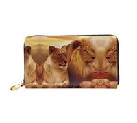 ZHAOUR Hermosa cartera de cuero con estampado de árbol para las cuatro estaciones, cartera larga para mujer, cartera plegable delgada y ligera, tarjetero, León africano, One Size