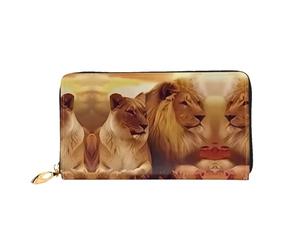 ZHAOUR Hermosa cartera de cuero con estampado de árbol para las cuatro estaciones, cartera larga para mujer, cartera plegable delgada y ligera, tarjetero, León africano, One Size