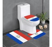 ZHAOUR Juego de alfombras de baño de 3 piezas con estampado de bandera de Paraguay, tapete de inodoro en forma de U, tapetes de franela para baño, tocador