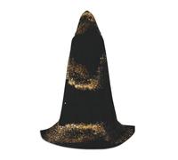 ZHAOUR L Capa con capucha de Halloween, unisex, con estampado de arena dorada y negra, para bruja, mago, disfraz de fiesta de máscaras