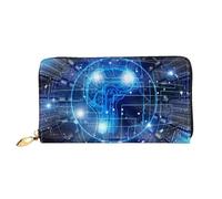 ZHAOUR Lingge - Cartera de cuero con estampado - Cartera larga para mujer, carteras plegables delgadas y ligeras, tarjetero, Inteligencia Artificial Cerebro, One Size